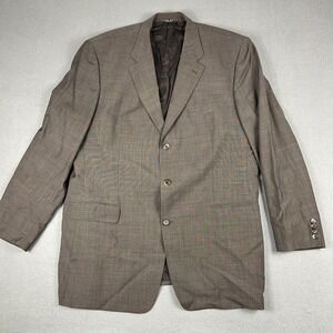 Hugo Boss Blazer Mens 48L Brown Super 100 Virgin Wool Sport Coat Made USA
